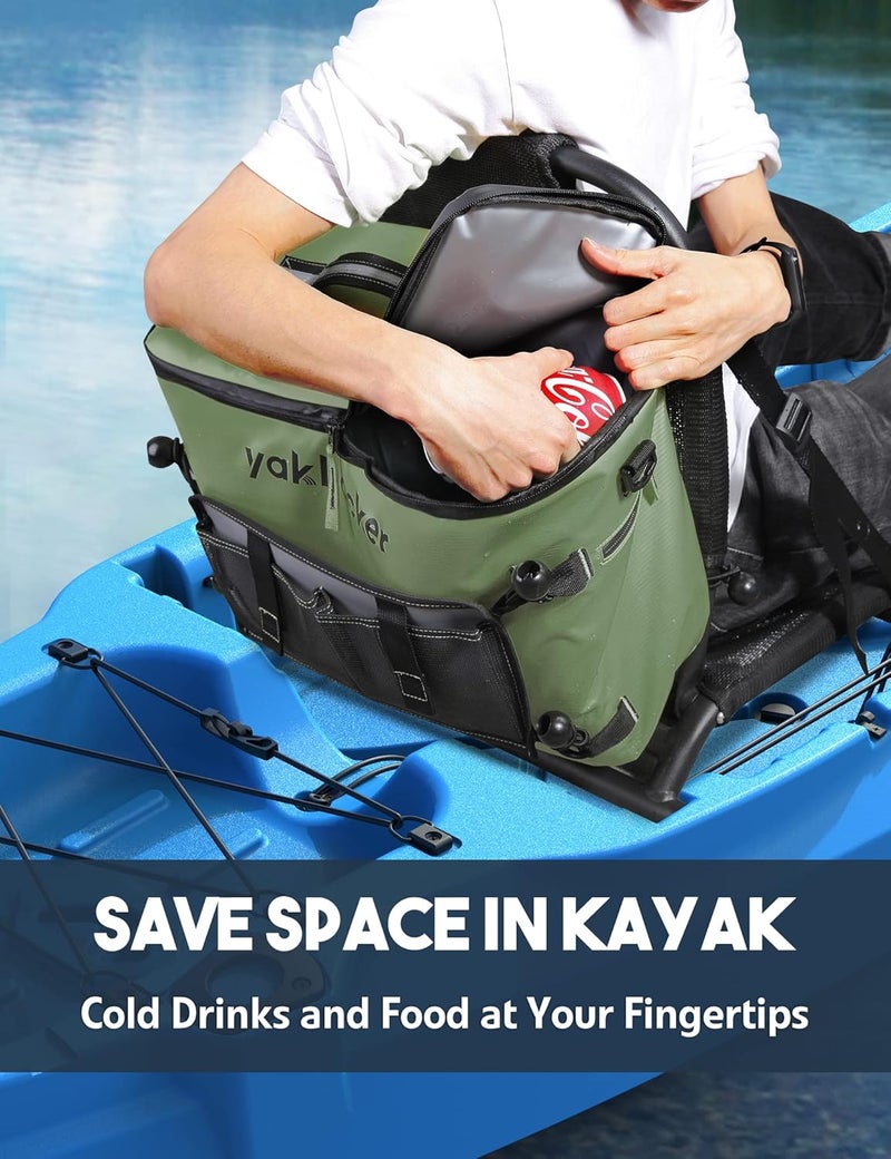 YAKHACKER Kayak Cooler, Waterproof Seat Back Cooler for Kayaks with Lawn-Chair Style Seats, Kayak Accessories Cooler Bag, Portable Ice Chest Cooler for Kayaking, Travel, Lunch, Beaches &Trips - Image 4